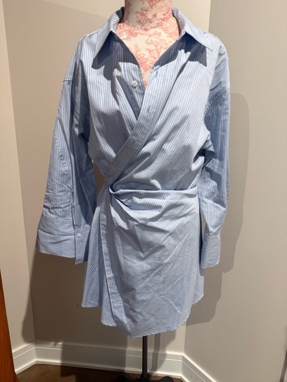 Light Blue Striped Wrap Men's Shirt